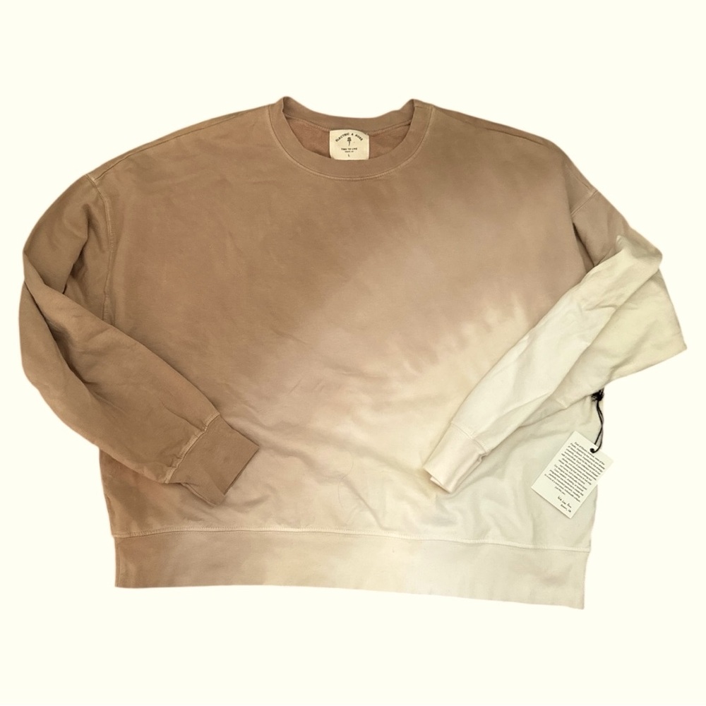 ELECTRIC & ROSE boxy crewneck classic sweatshirt ombre latte L NEW NWT